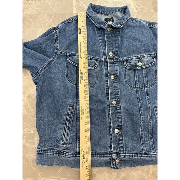 Vintage Lee Jean Jacket Men Size XL Blue Denim Riveted Light Wash USA Grunge - Picture 5 of 13